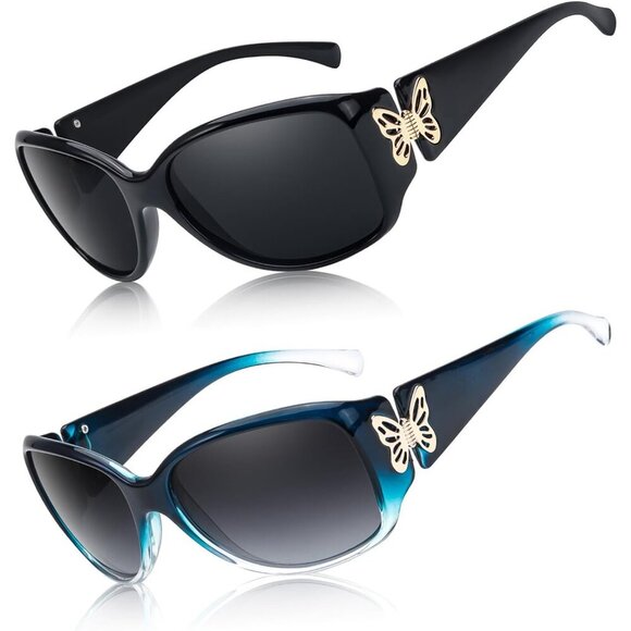 Women\'s Polarized Butterfly Sunglasses UV400 Protection Retro Shades 2 Pack main image 6